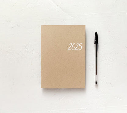 2025 5x7 kraft monthly planner | b6 size