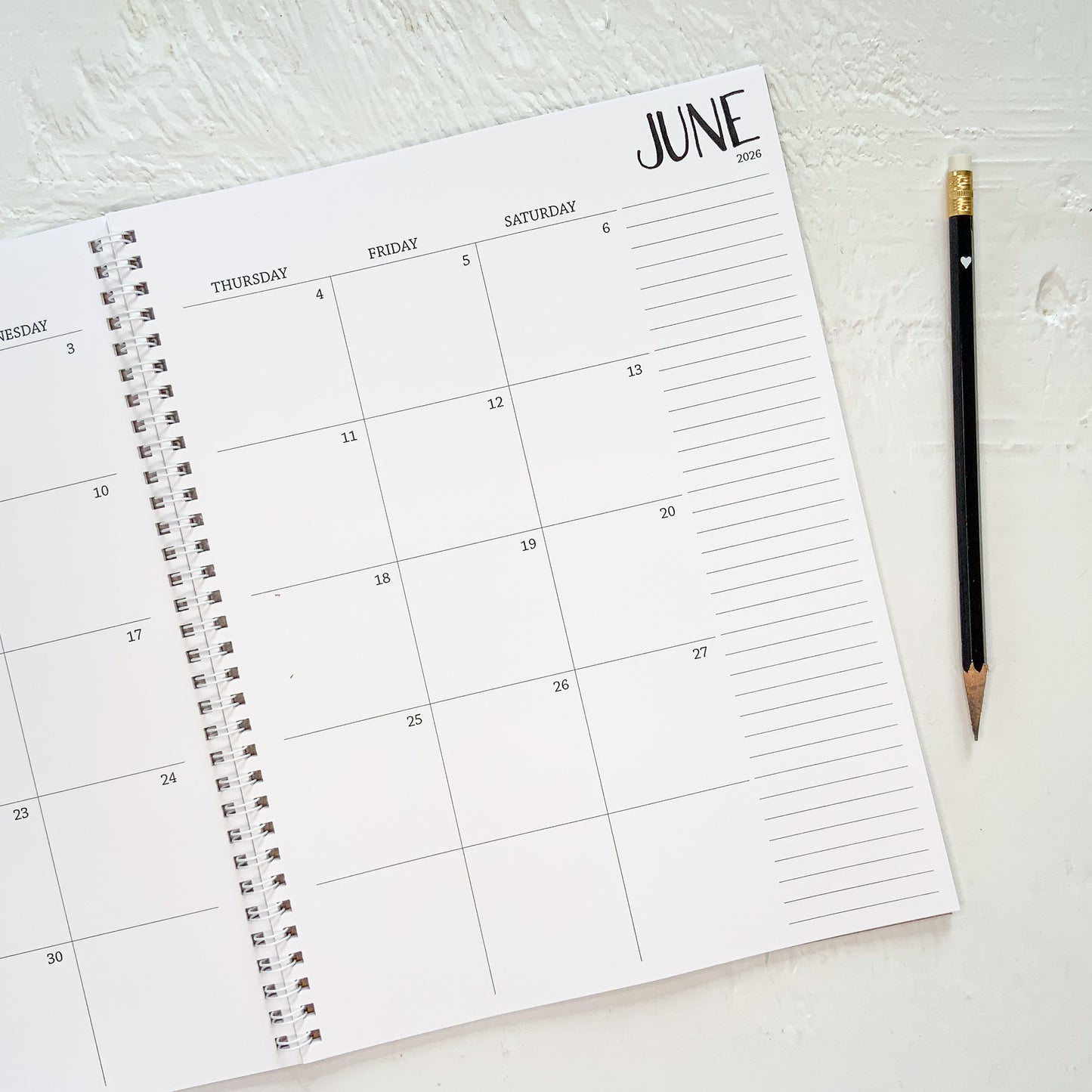 2026 large monthly spiral planner | 2 pages per month