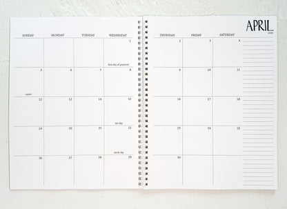 2026 large monthly spiral planner | 2 pages per month