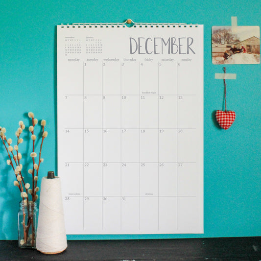 monday start - 2025/2026 18 month large wall calendar