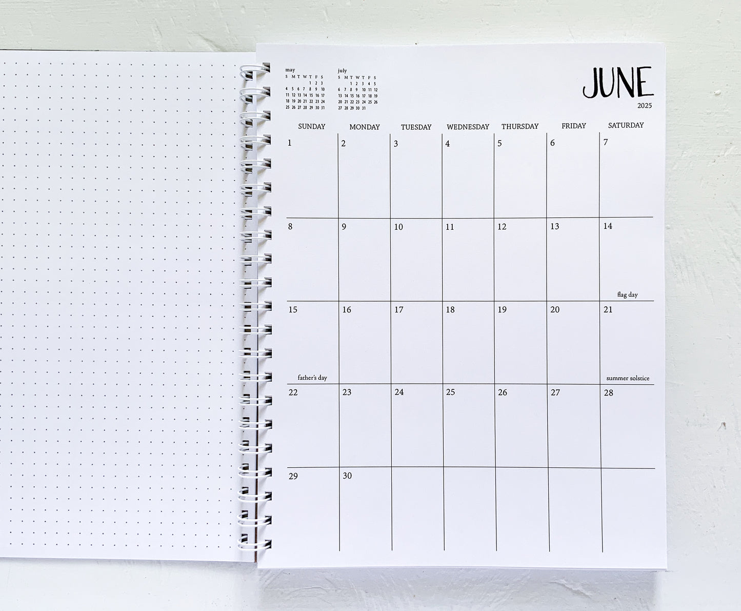 large weekly planner \ timed days \ july start