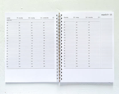 large weekly planner \ timed days \ july start