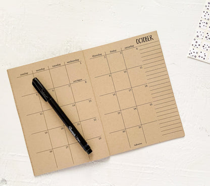 2025 5x7 kraft monthly planner | b6 size