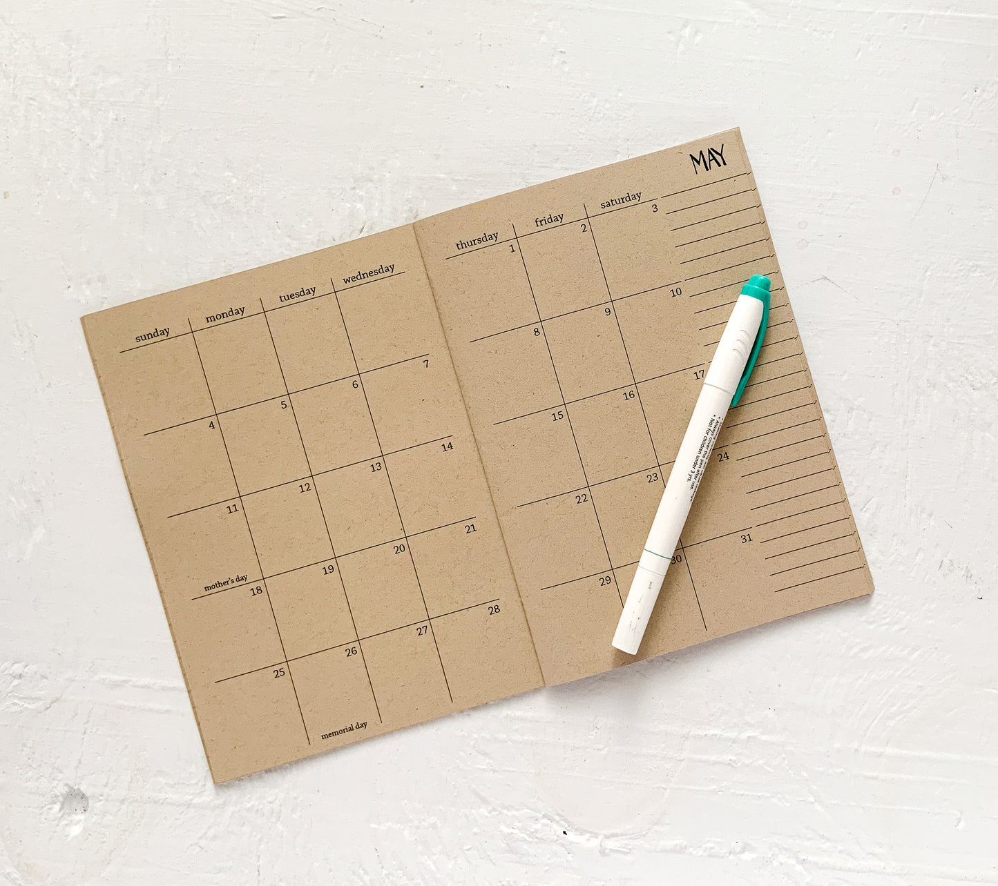 2025 5x7 kraft monthly planner | b6 size