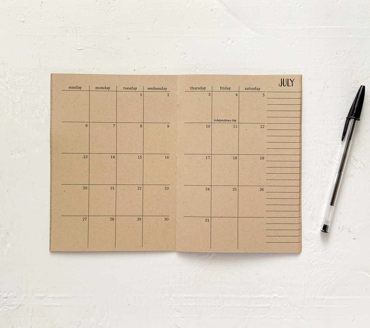 2025 5x7 kraft monthly planner | b6 size