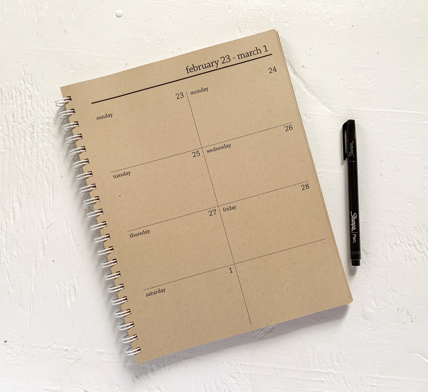 2025 large spiral weekly kraft planner