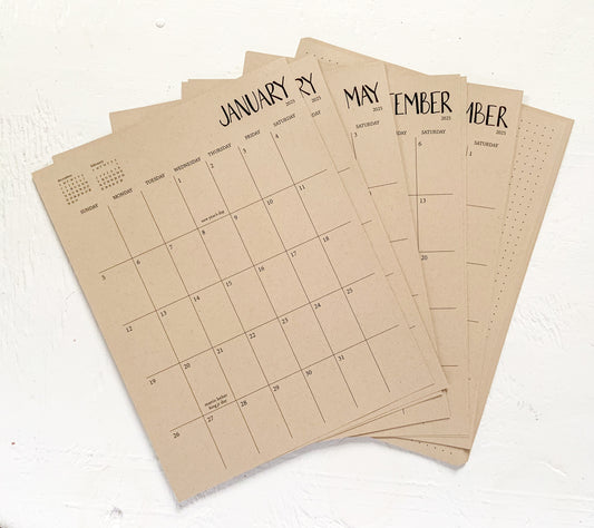 2025 kraft monthly planner sheets