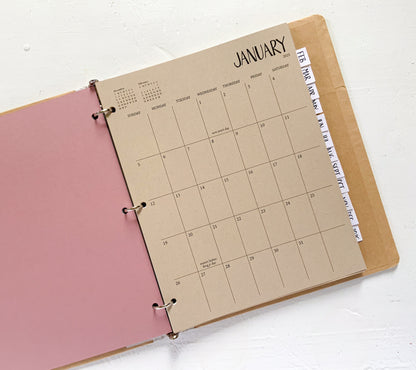 2025 kraft monthly planner sheets