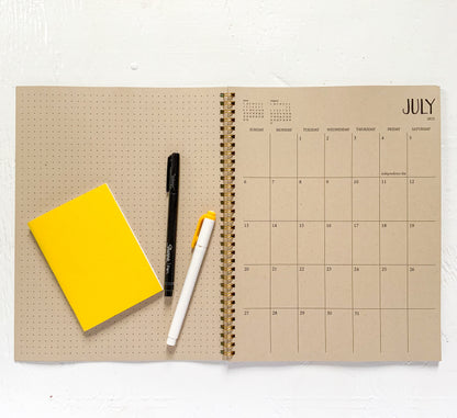 2025 large kraft monthly spiral planner | 1 page per month