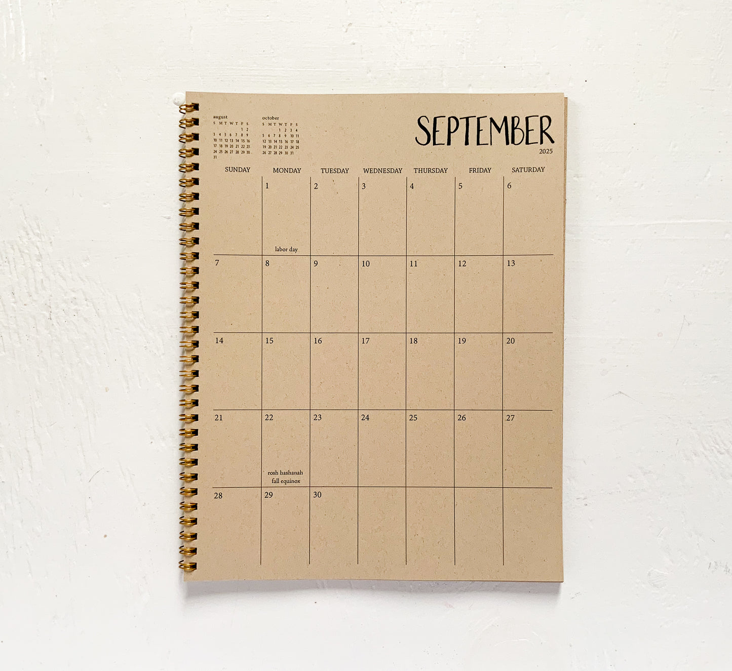 2025 large kraft monthly spiral planner | 1 page per month