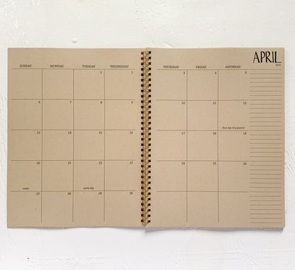 2025 large kraft monthly spiral planner | page in between months