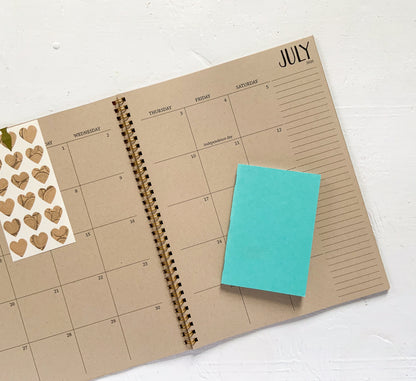 2025 large kraft monthly spiral planner | 2 pages per month