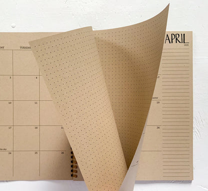 2025 large kraft monthly spiral planner | page in between months