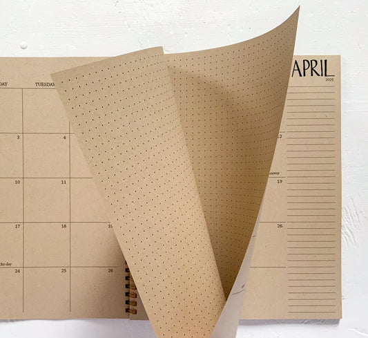 2025 large kraft monthly spiral planner | page in between months
