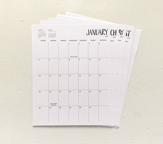 2025 monthly planner sheets