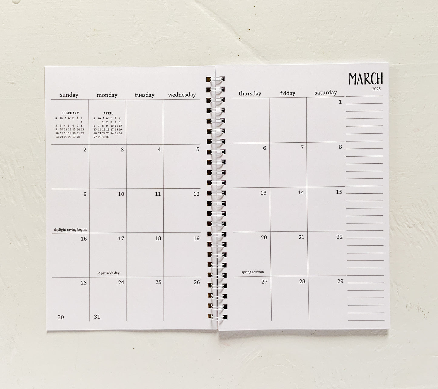 2025 small monthly spiral planner