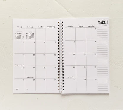 2025 small monthly spiral planner