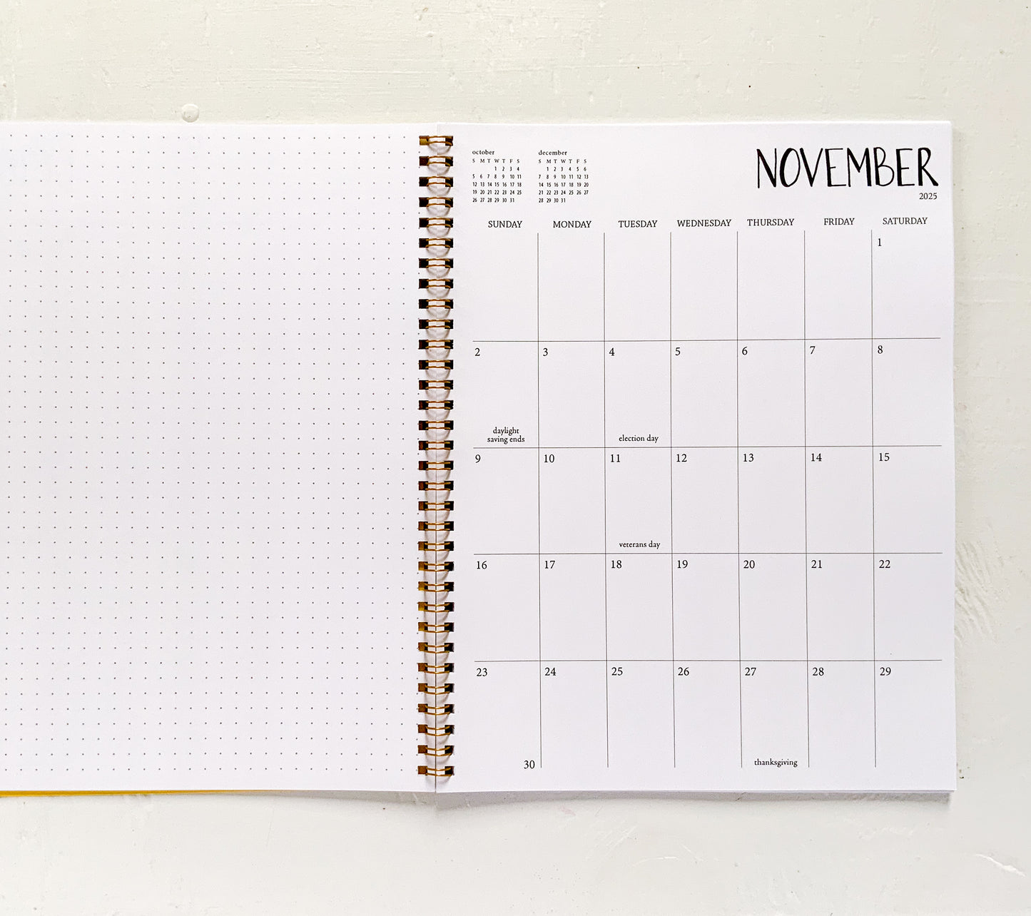 2025 large monthly spiral planner | 1 page per month