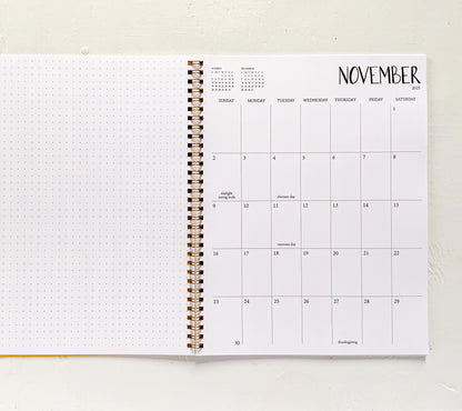 2025 large monthly spiral planner | 1 page per month