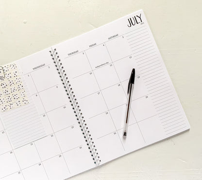 2025 large monthly spiral planner | page in between months