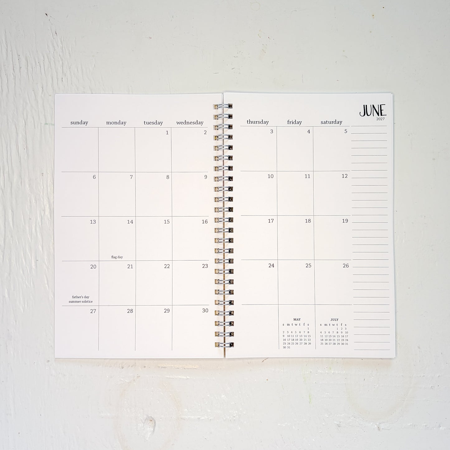 2027 small monthly spiral planner