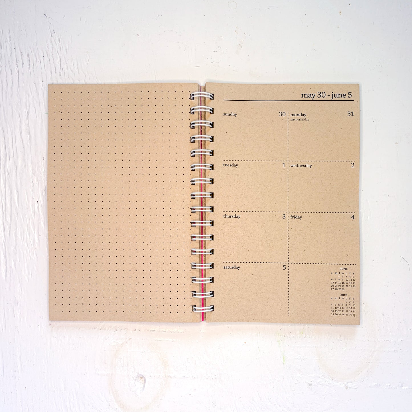 2027 spiral kraft weekly planner