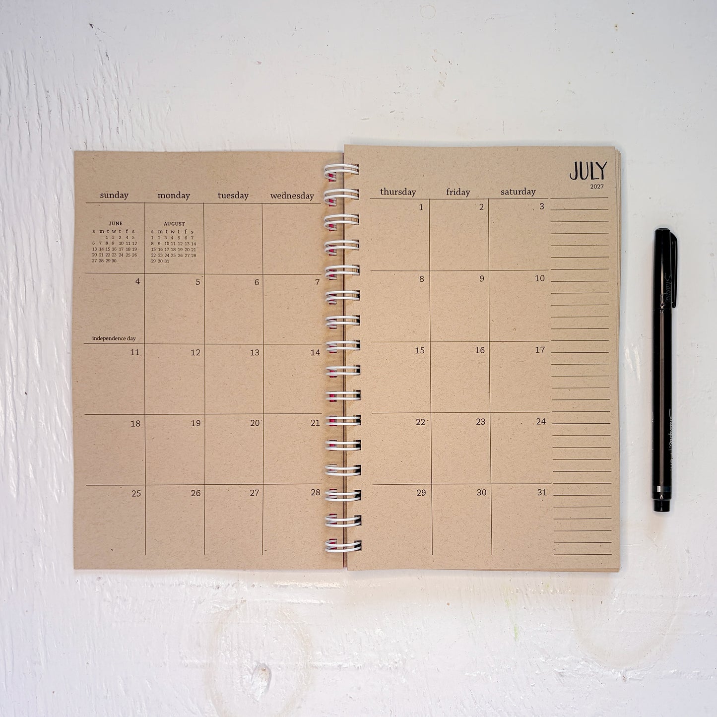 2027 spiral kraft weekly planner