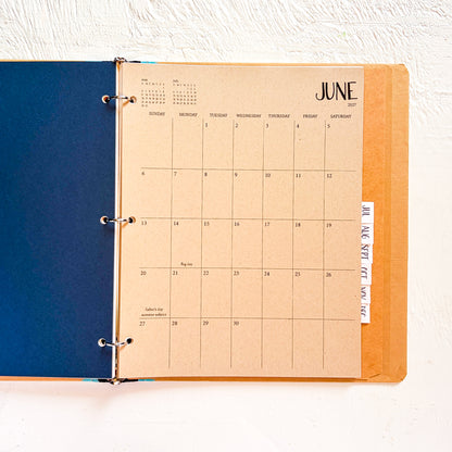 2027 kraft monthly planner sheets