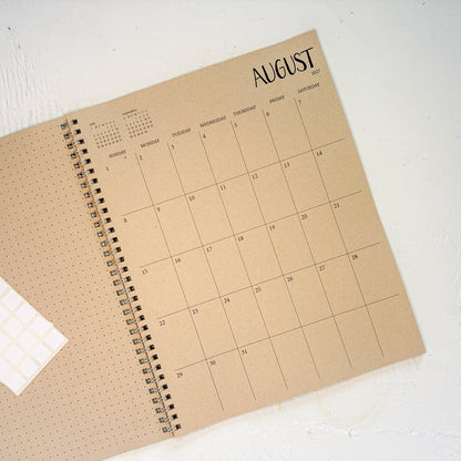 2027 large kraft monthly spiral planner | 1 page per month