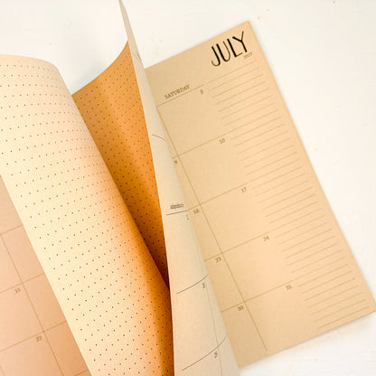 2027 large kraft monthly spiral planner | page in between months
