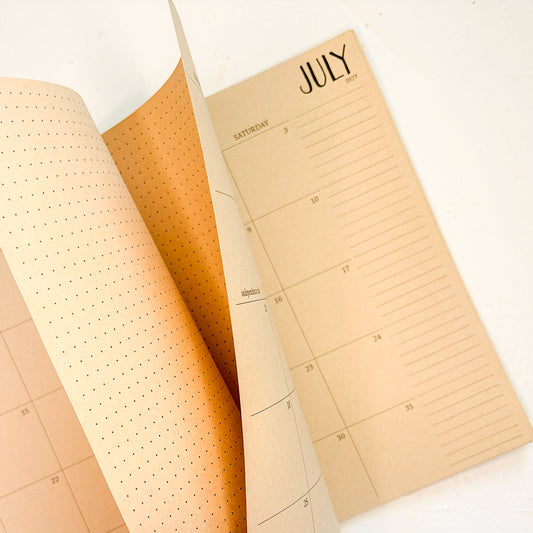 2027 large kraft monthly spiral planner | page in between months