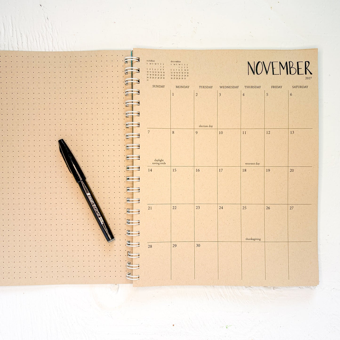 2027 large kraft spiral weekly planner