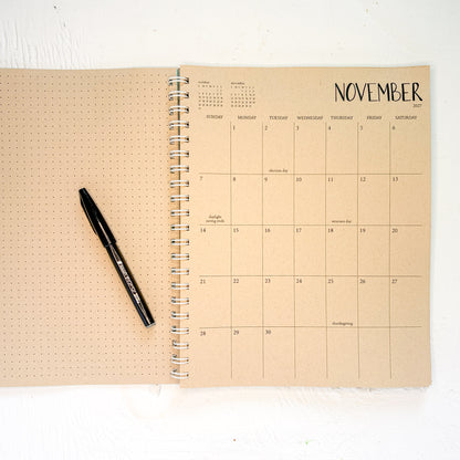 2027 large kraft spiral weekly planner
