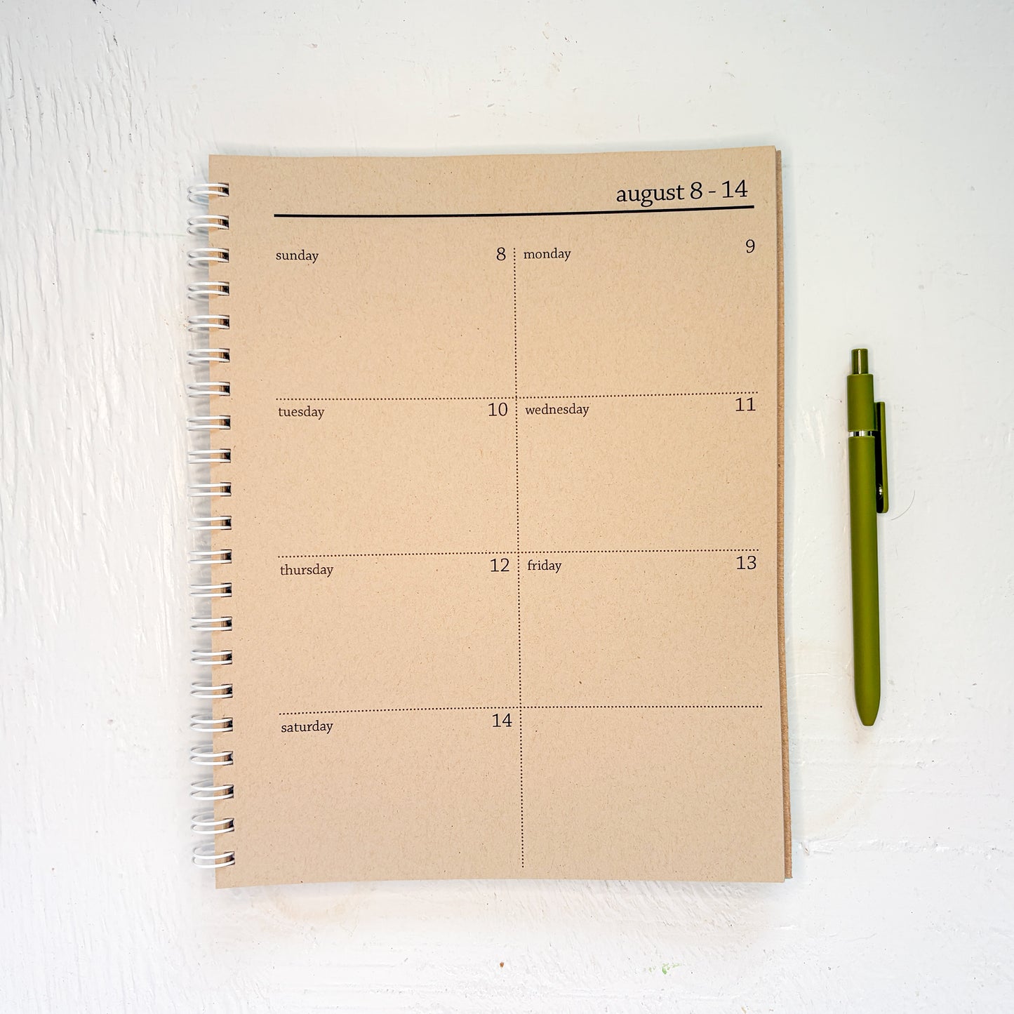 2027 large kraft spiral weekly planner