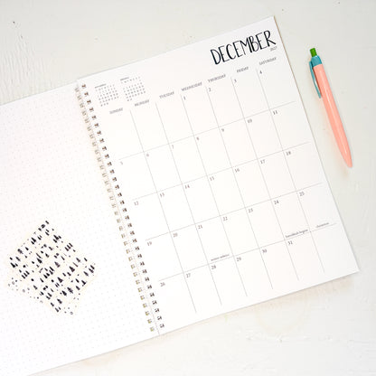 2027 large monthly spiral planner | 1 page per month
