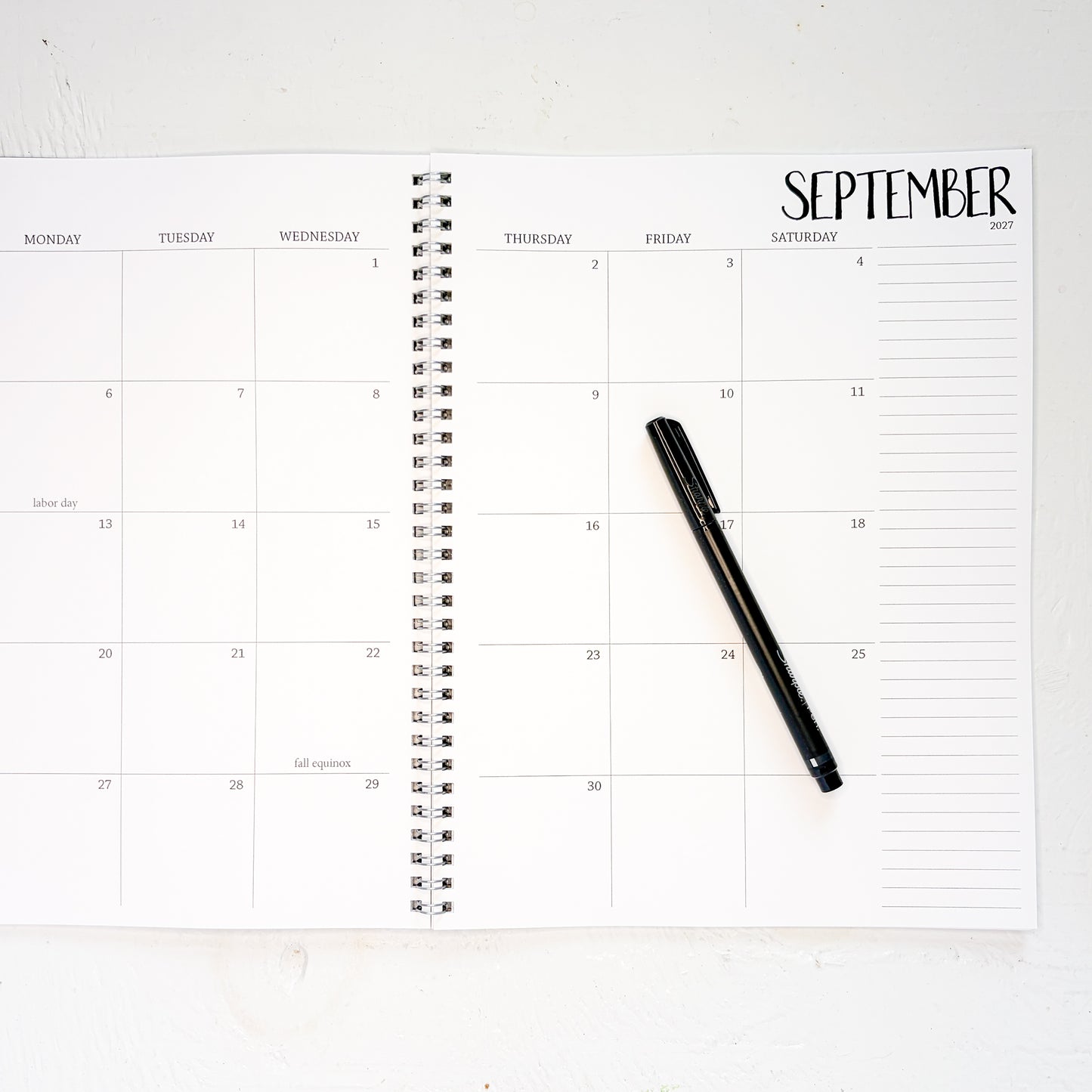 2027 large spiral weekly planner