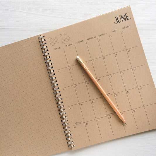 large kraft monthly spiral planner - start any month | 1 page per month