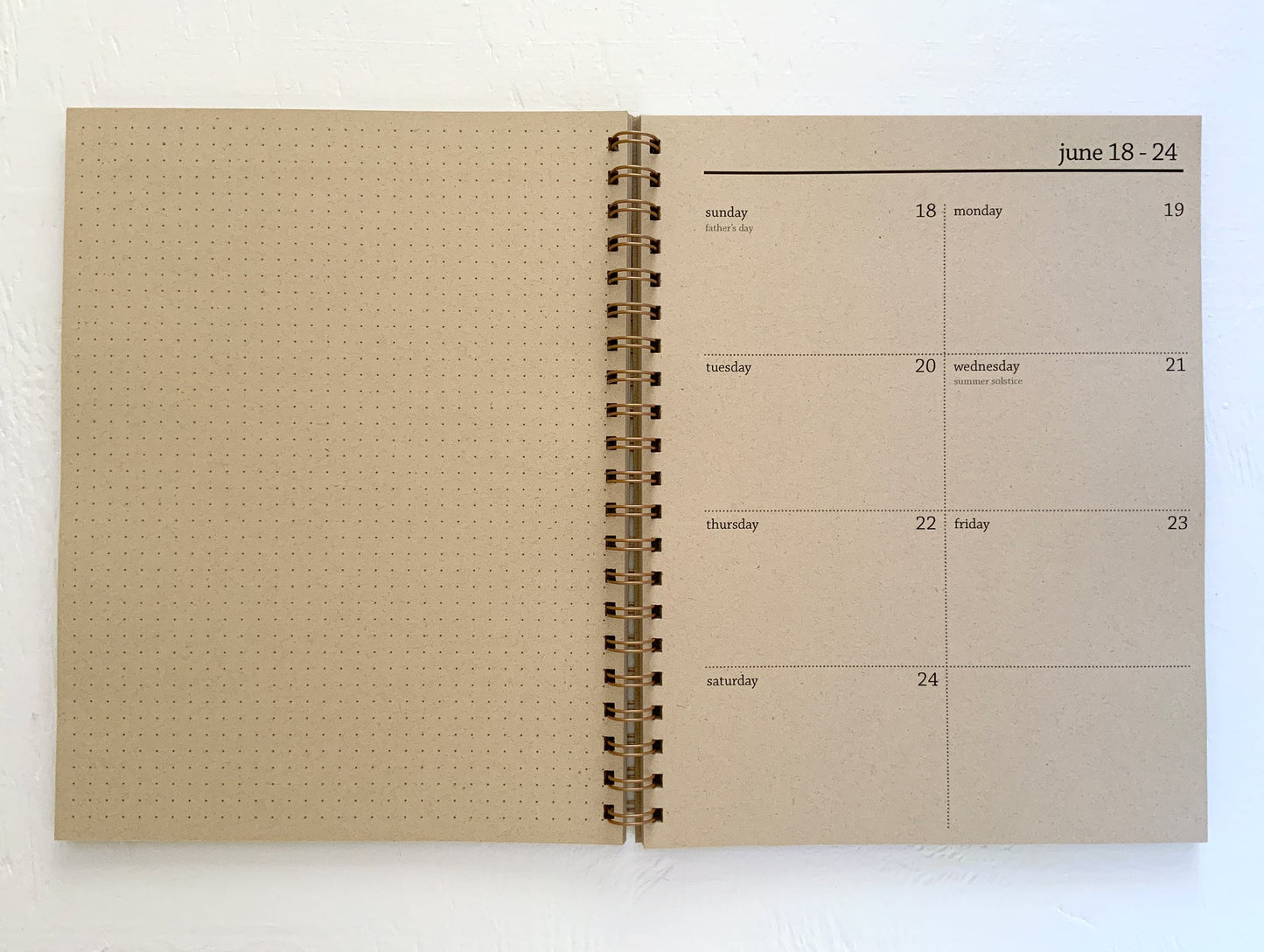 large kraft weekly spiral planner - start any month