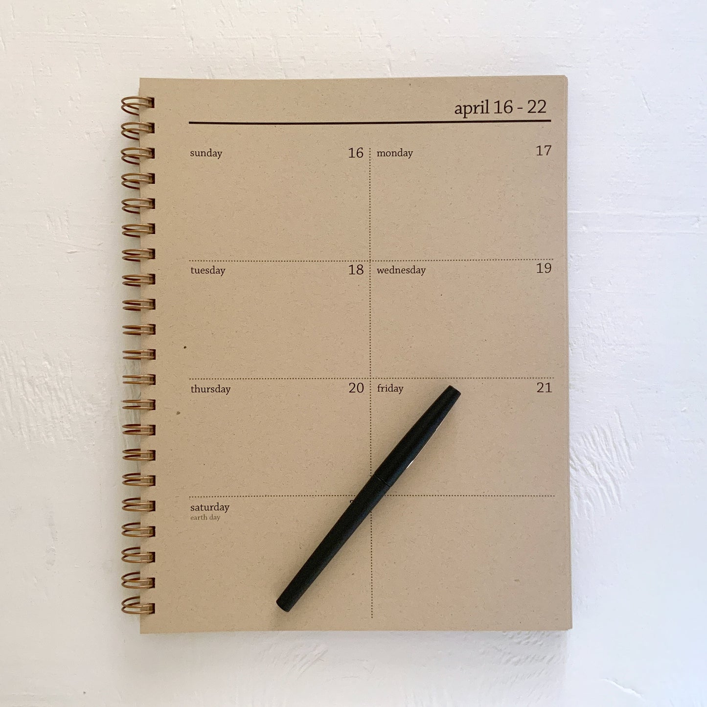 large kraft weekly spiral planner - start any month