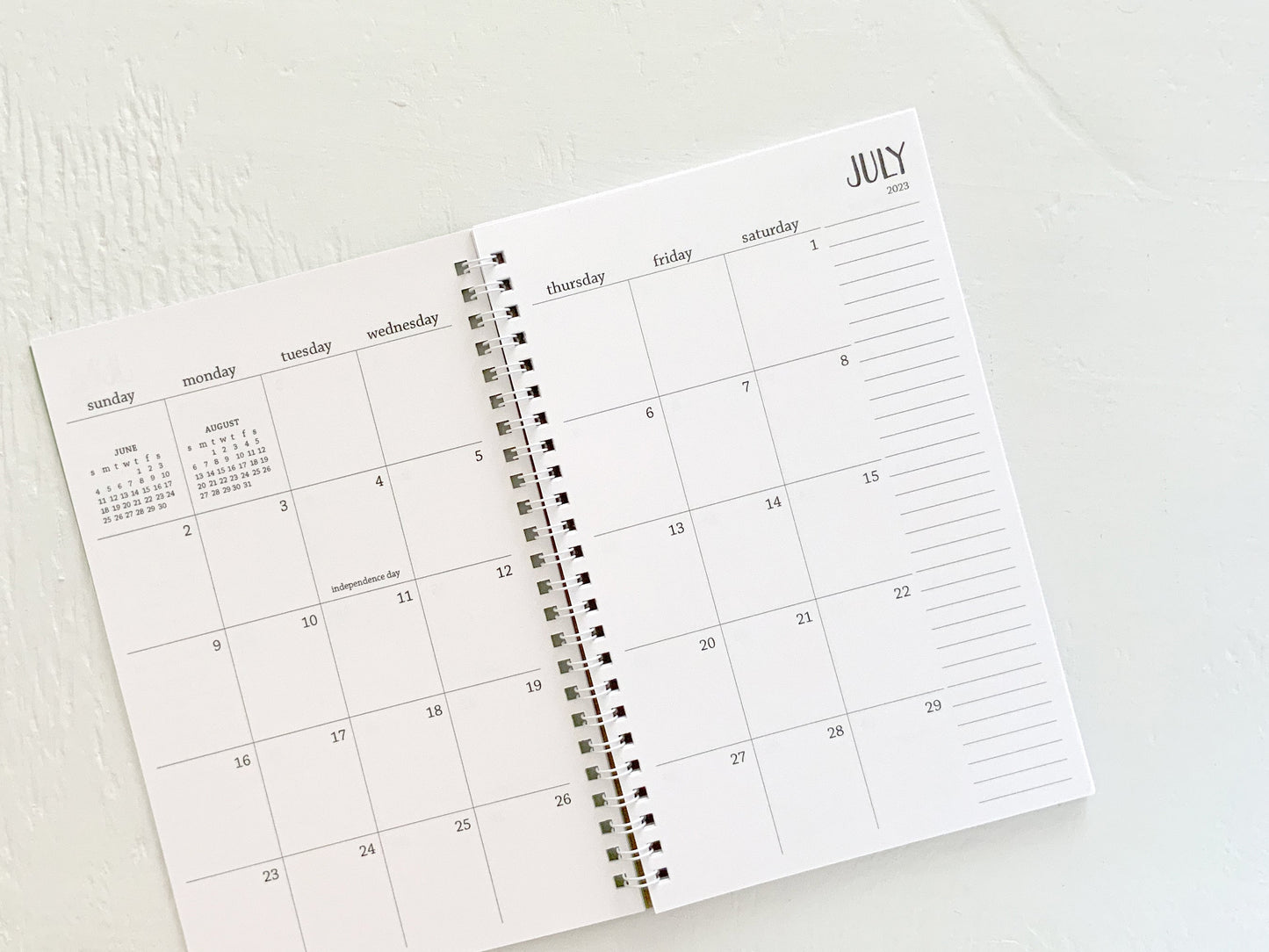 2 year small monthly spiral planner - start any month