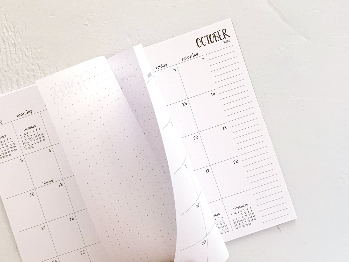 small monthly spiral planner | pages between months | start any month