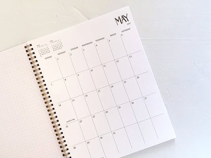 3 year large monthly spiral planner - start any month | 1 page per month