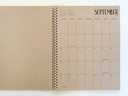 3 year large kraft monthly spiral planner - start any month | 1 page per month