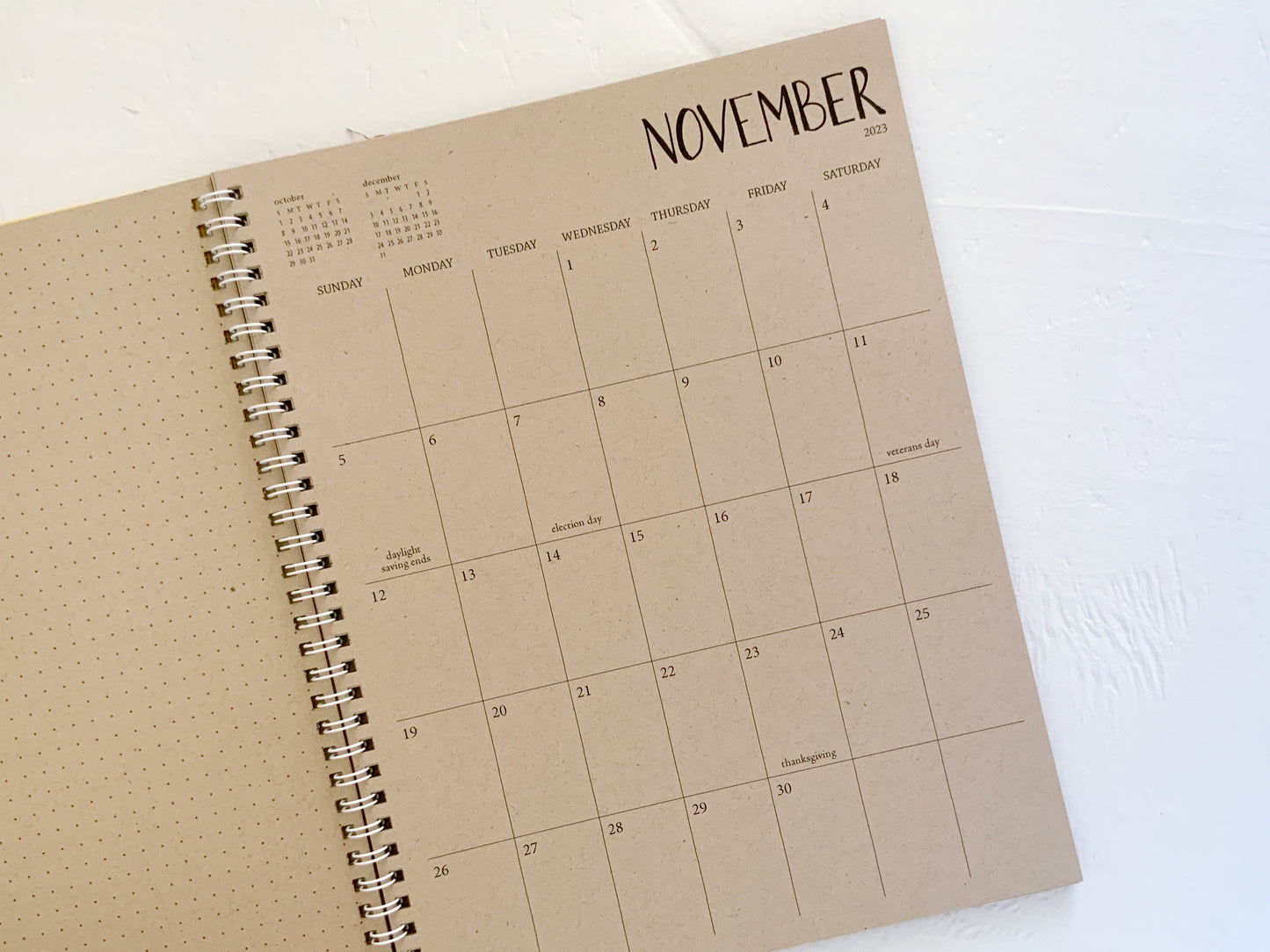 2 year large kraft monthly spiral planner - start any month | 1 page per month