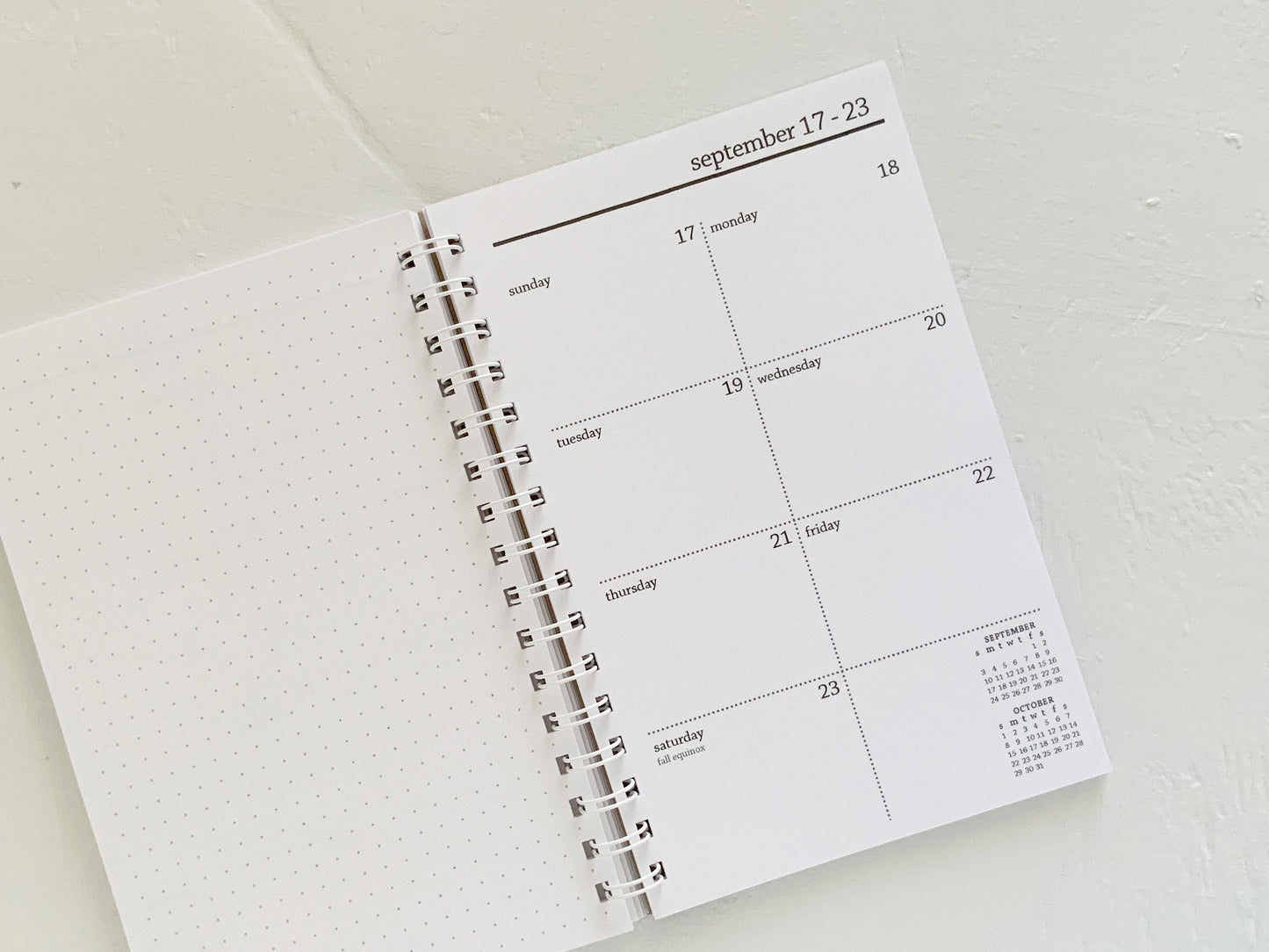 small weekly spiral planner - start any month