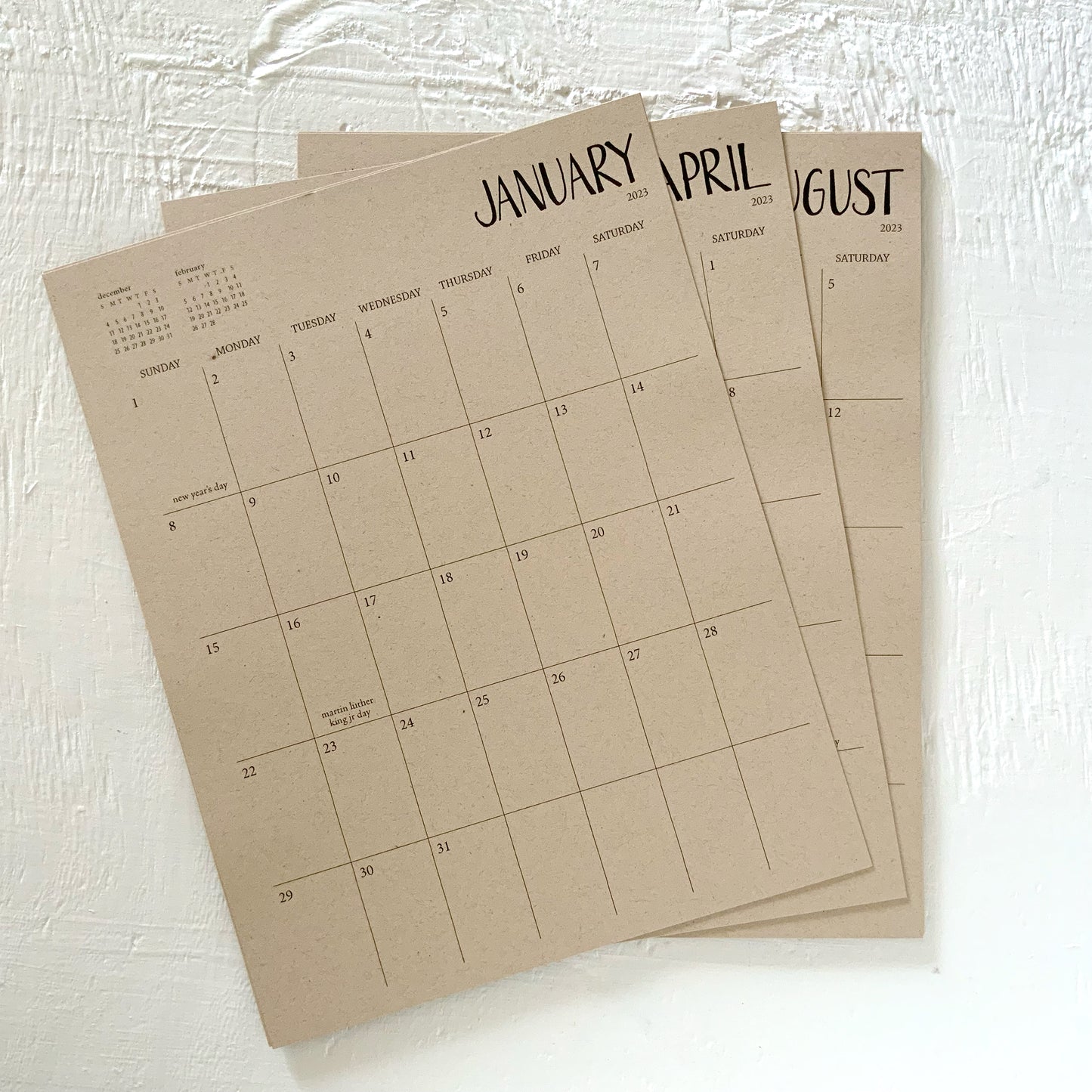 kraft monthly planner sheets - start any month
