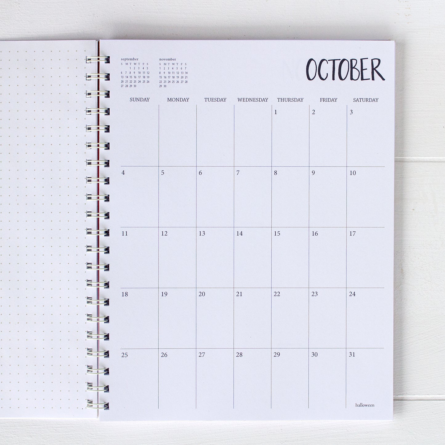 5 year large monthly spiral planner - start any month | 1 page per month