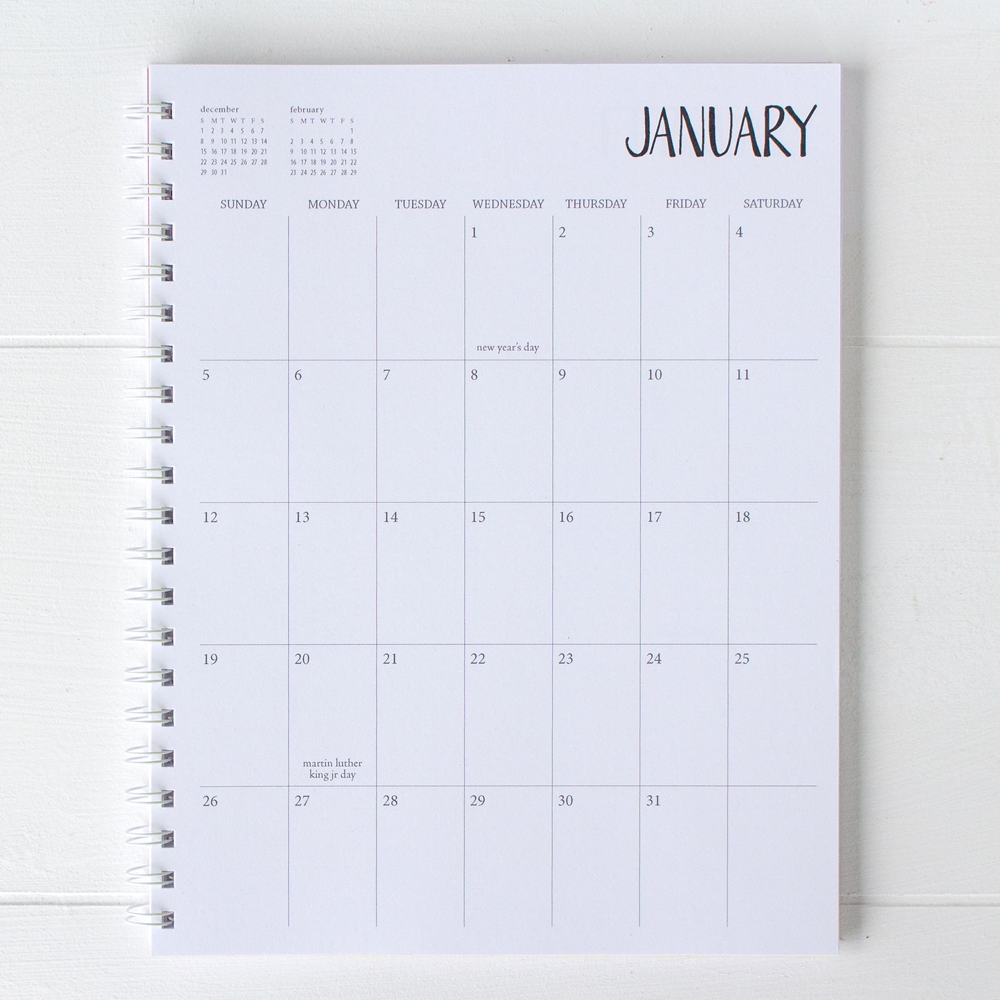 5 year large monthly spiral planner - start any month | 1 page per month