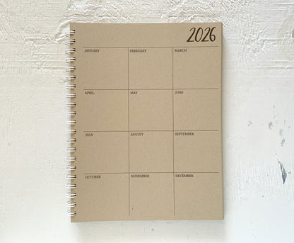 5 year large kraft monthly spiral planner - 2 pages per month