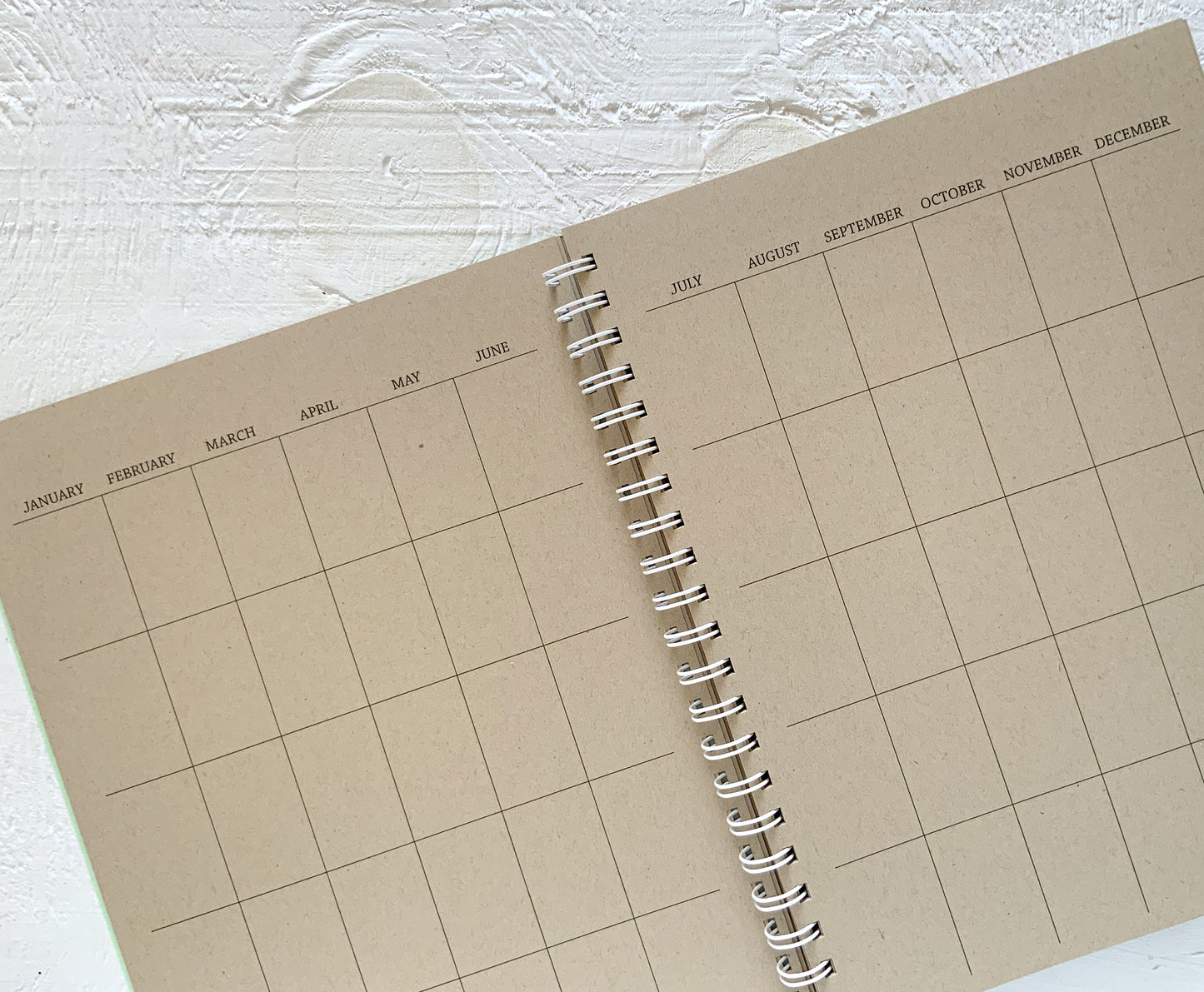 5 year large kraft monthly spiral planner - 2 pages per month